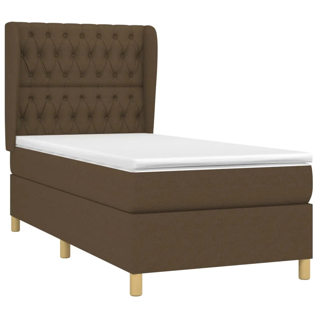 Giroletto a Molle con Materasso Marrone Scuro 90x190cm Tessuto 3128728