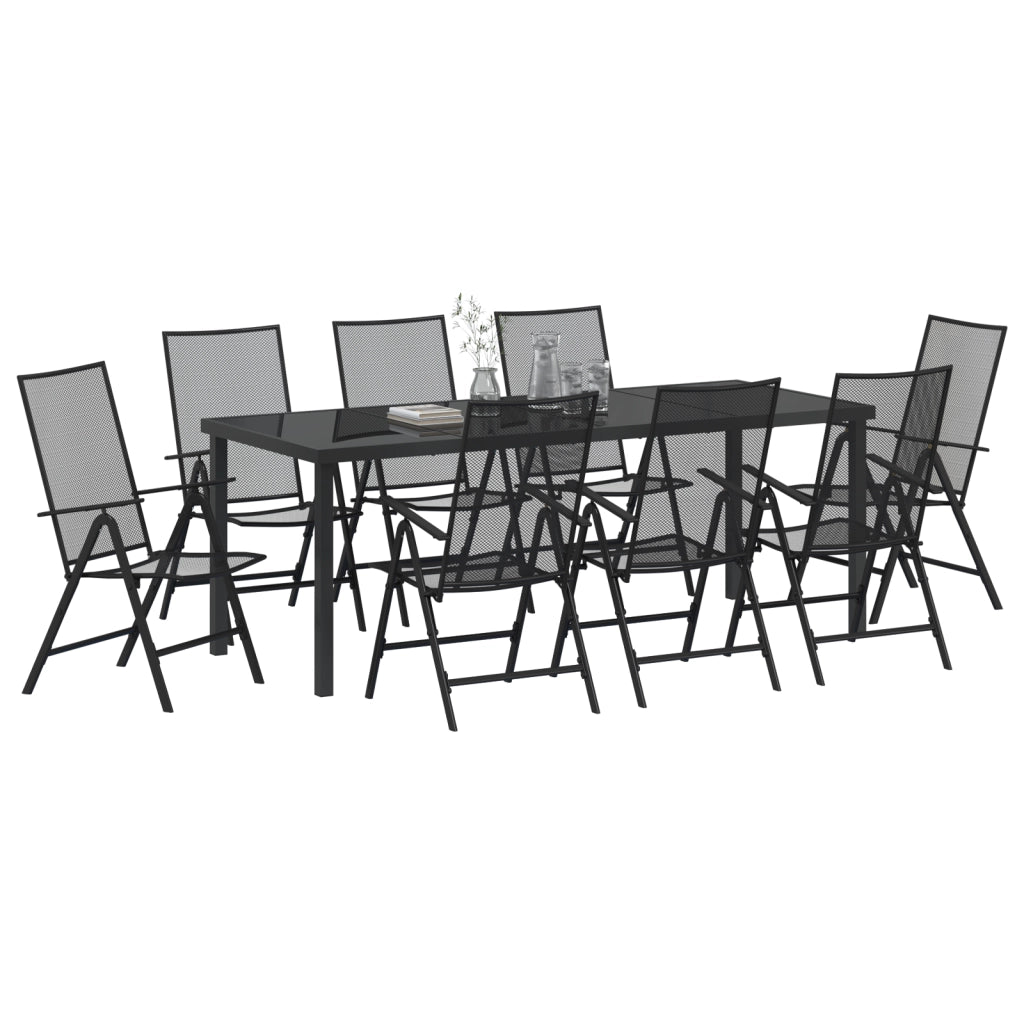 Set da Pranzo da Giardino 9 Pezzi Acciaio Antracite