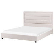 Letto matrimoniale in velluto beige chiaro 160 x 200 cm stile moderno