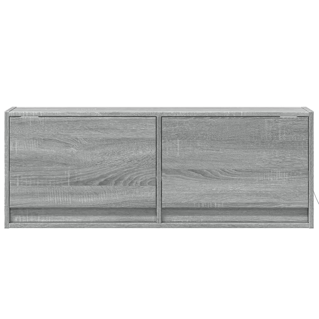 Mobile TV a Parete con Luci LED Grigio Sonoma 100x31x35 cm