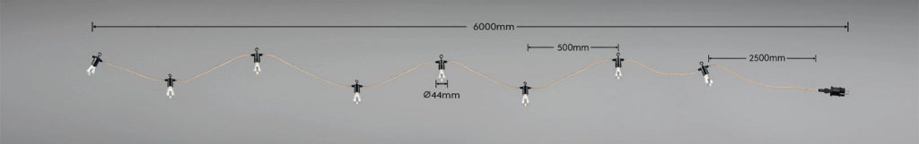 Ghirlanda LED integrato EMBER RL 6 m 8 luci nera IP44