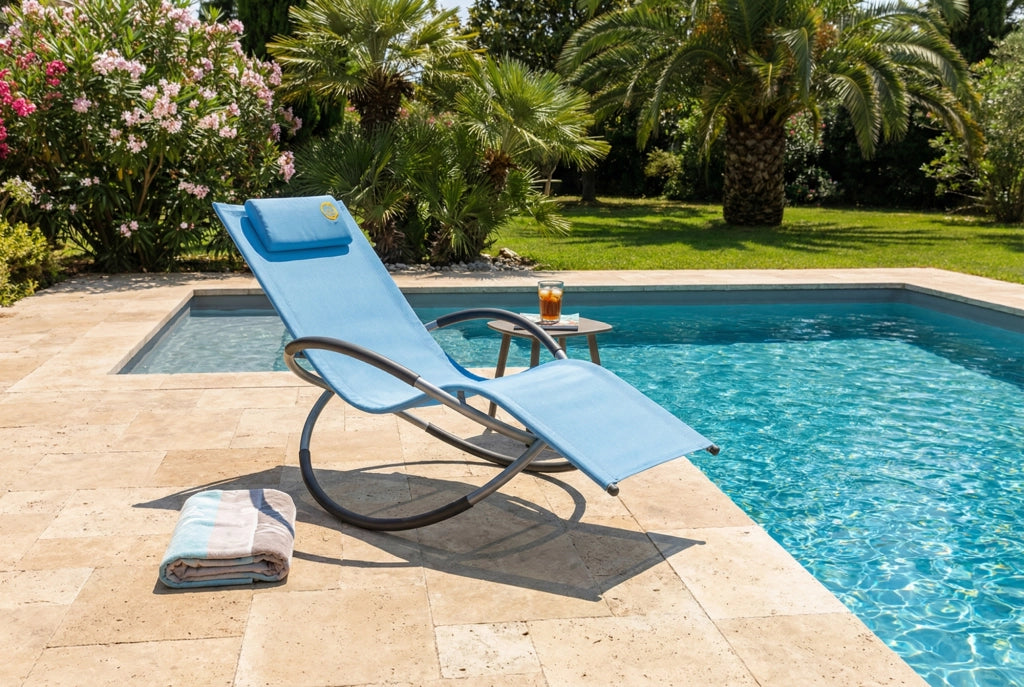 Sedia a dondolo in alluminio - O'Sun - Blu - Dimensioni : 155 x 80 x 85 cm