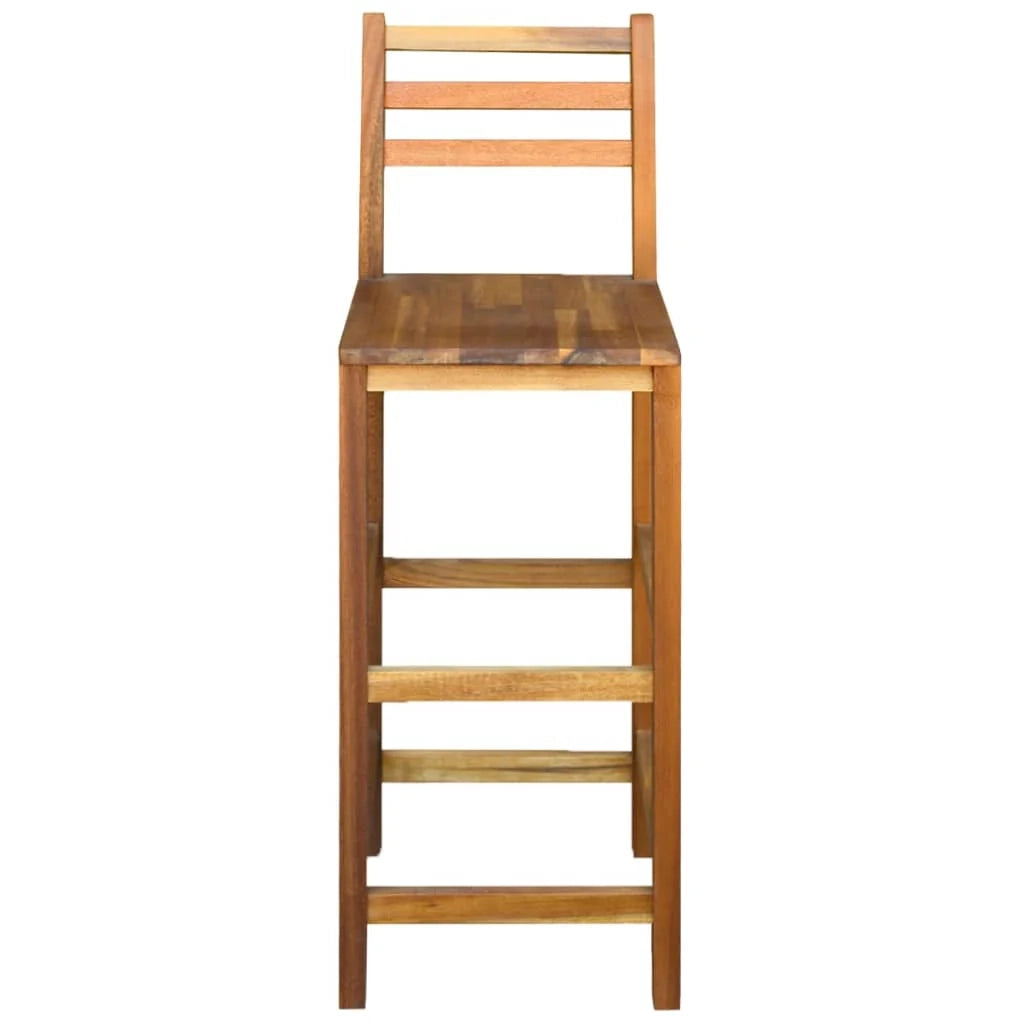 Set di due sgabelli da bar di design seduta in legno massello di acacia 1202053
