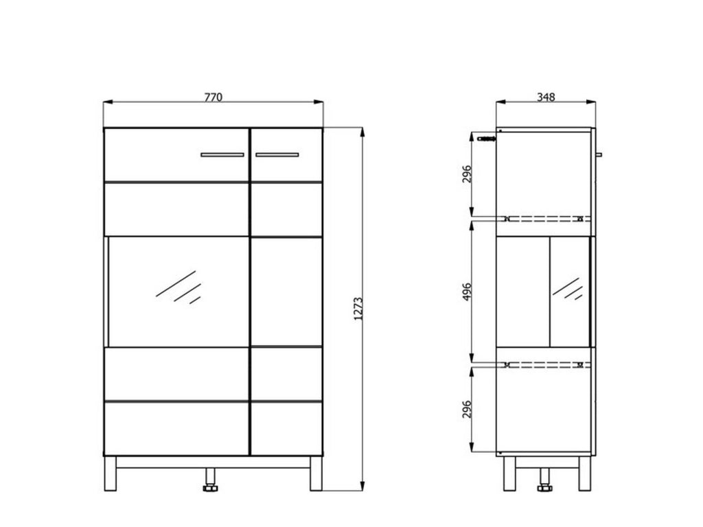 Mobile Espositore Mezzago, Vetrina 2 Ripiani, 77x35x127.5h cm Beige