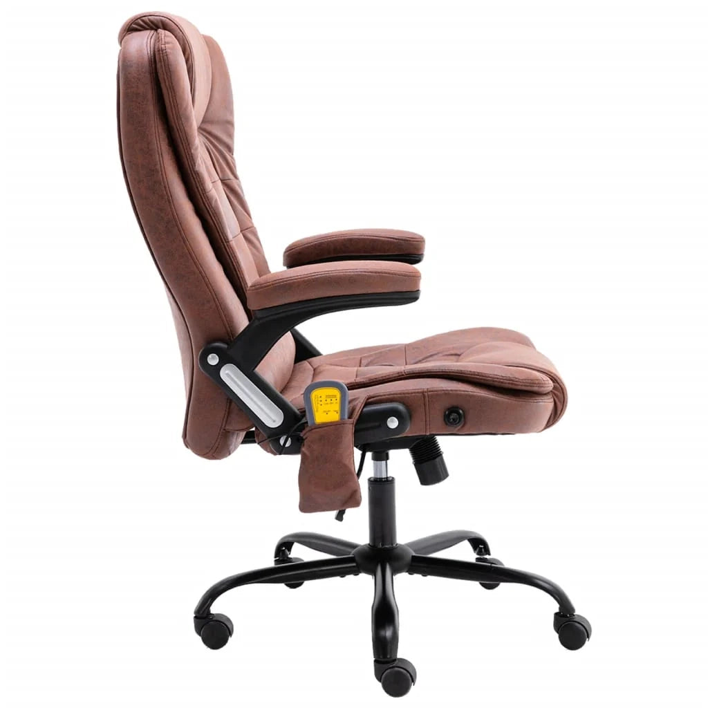 Sedia poltrona sedia da ufficio sedia da computer sedia da studio sedia da massaggio pelle scamosciata sintetica marrone chiaro 02_0024012