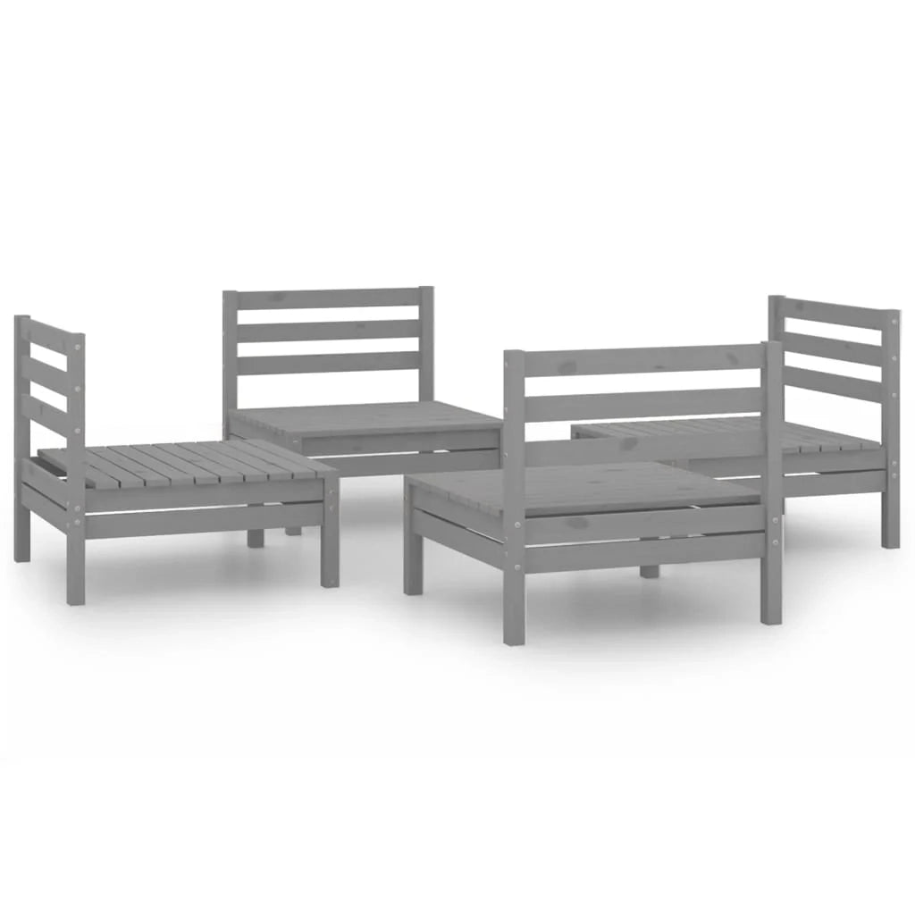 Set di mobili da giardino mobili da esterno set da 4 pezzi legno di pino massiccio grigio 02_0016256