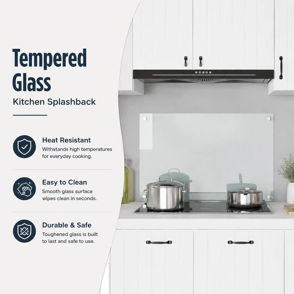 Kitchen Backsplash, Transparent, 90x40 Cm, Tempered Glass