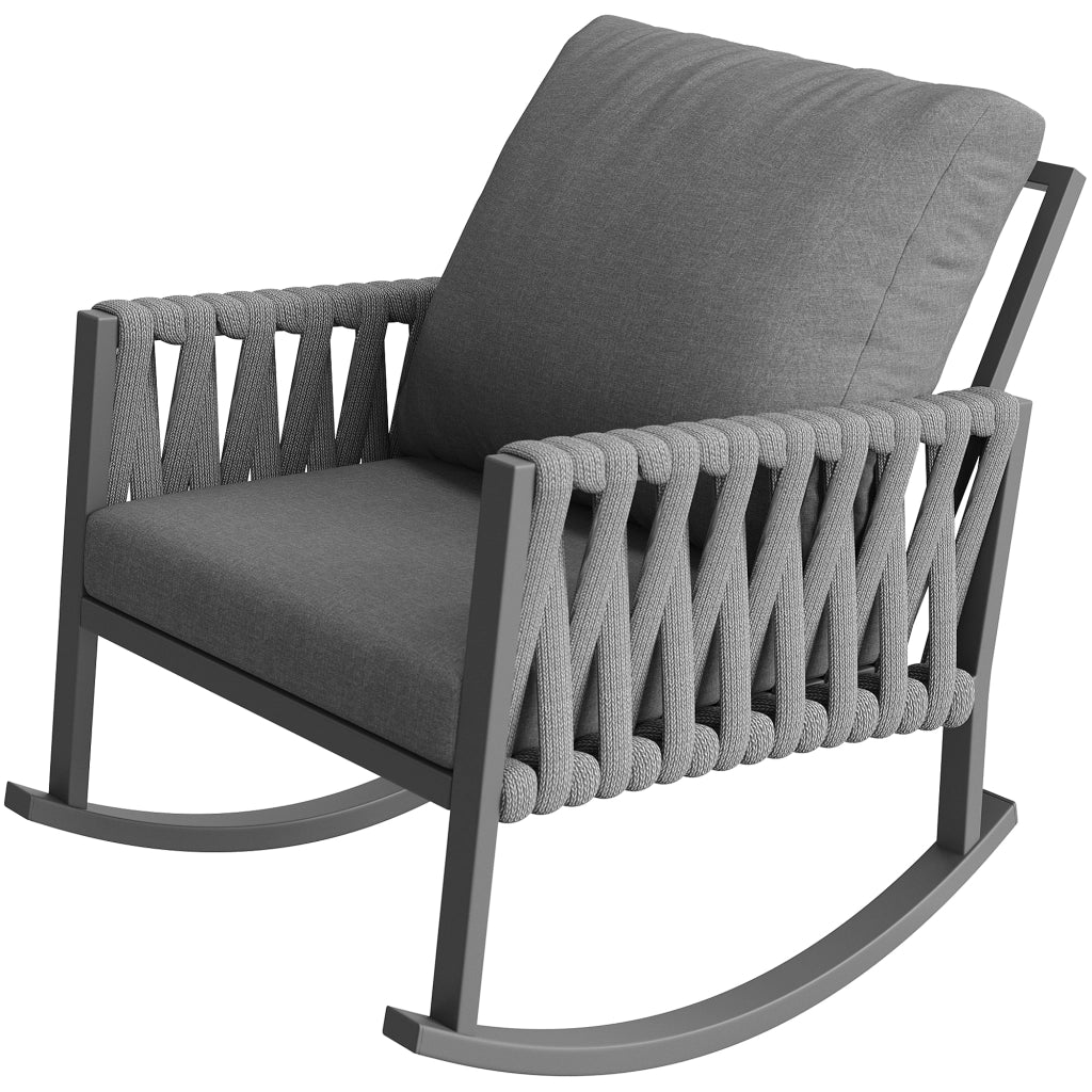 Sedia a Dondolo da Giardino con Cuscini ¨C MINIMAL ¨C Polyrattan, Metallo, Esterno