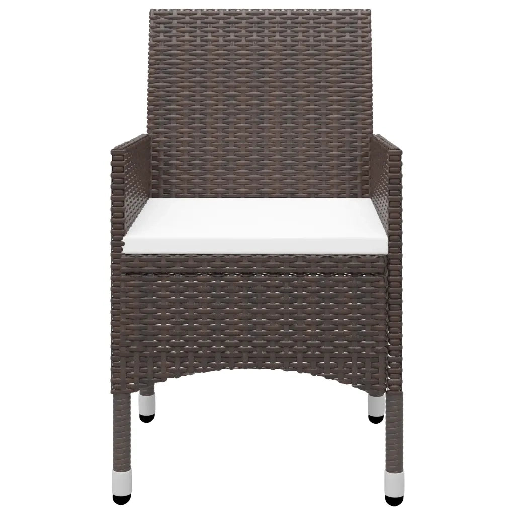 Set Bistrot Giardino 3 pz Polyrattan e Vetro Temperato Marrone 3058381