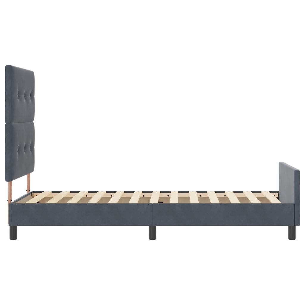 Letto  Grigio Scuro, 100x200 cm, Realizzato in Velluto