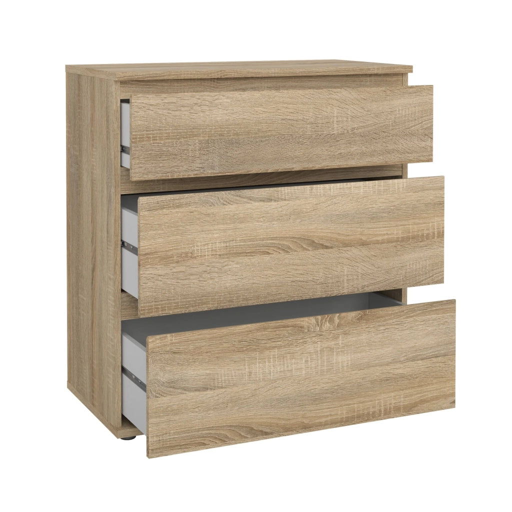 Cassettiera a tre Aski, colore quercia, cm 76 x 83 x 40