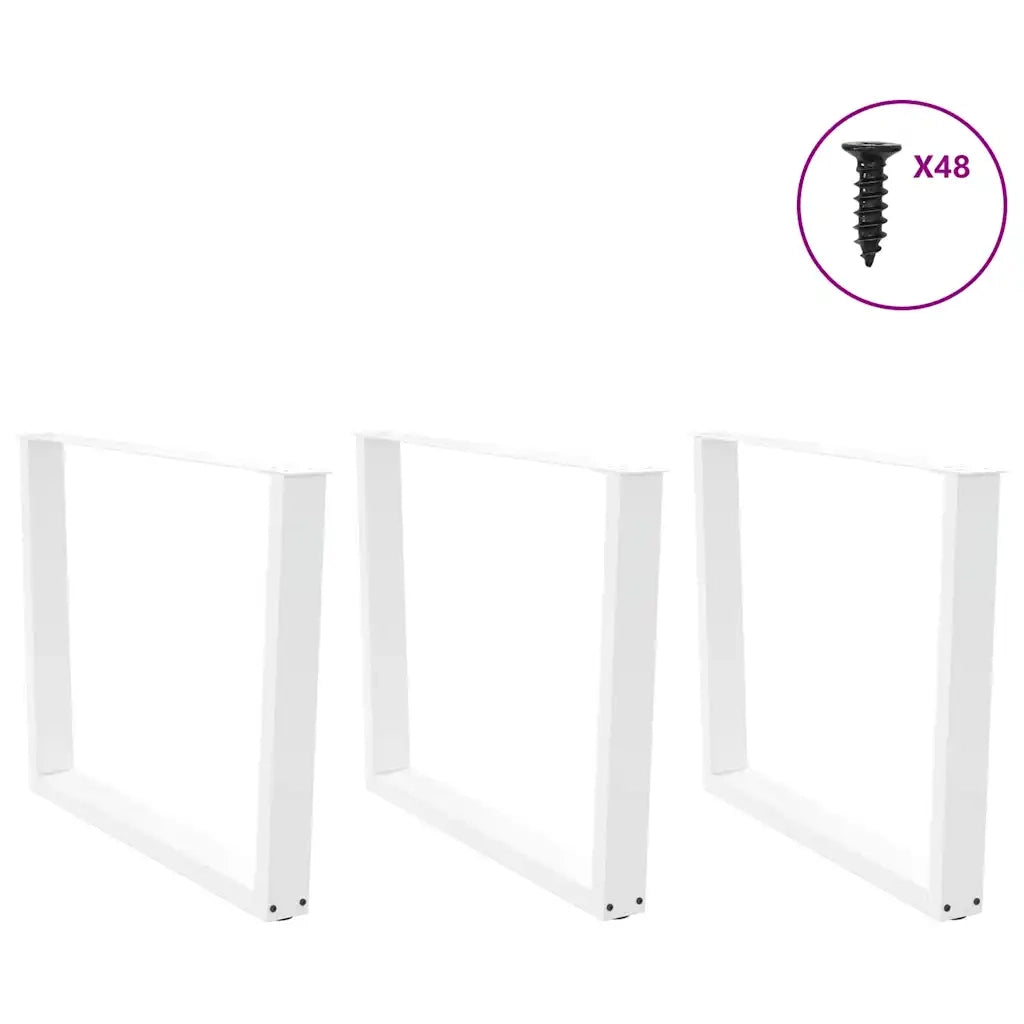 Gambe per tavolo da pranzo a forma di V 3 pz bianche 100x(72-73,3) cm in acciaio 4012673