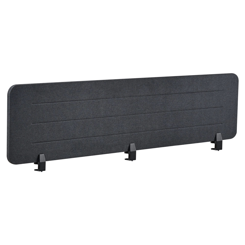 Pannello divisorio Grigio Scuro Copertura in tessuto 180 x 40 cm Schermo acustico Morsetti di montaggio modulari Casa Ufficio