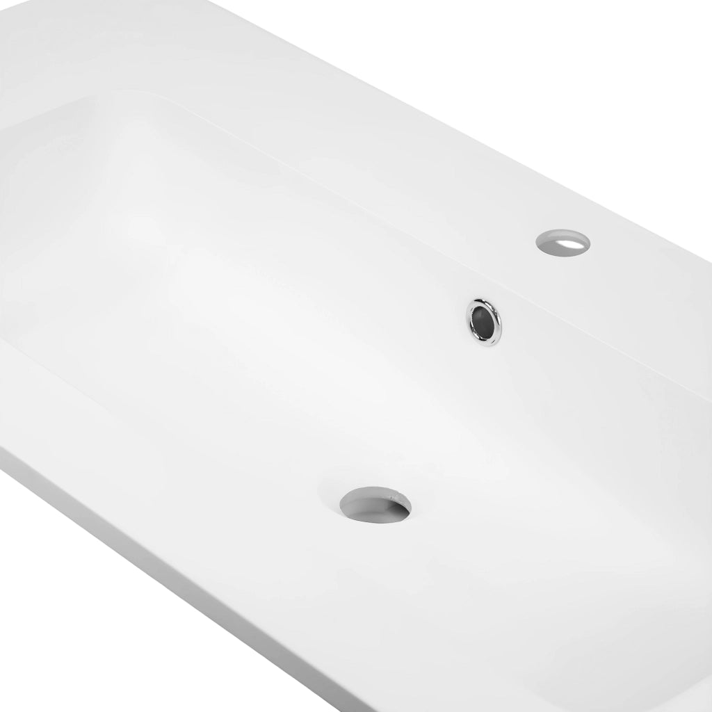 Lavabo ad incasso mineral marmo colore bianco opaco mobile composizione bagno *** misure 101x46 cm, confezione 1