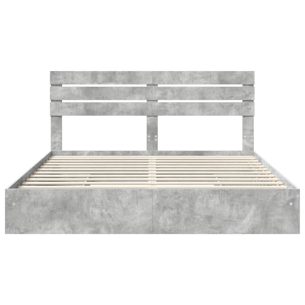 Letto con Contenitore con testiera Grigio cemento 200 x 200 cm