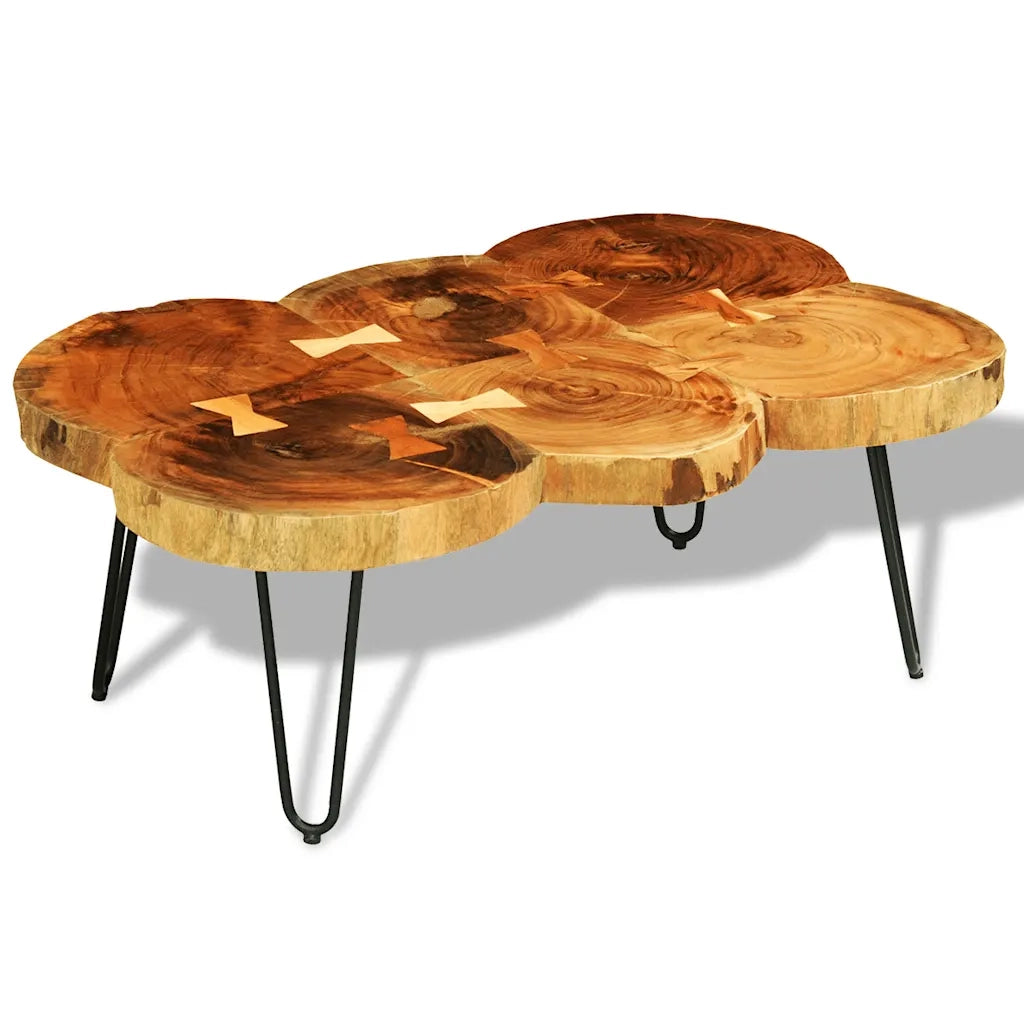 Tavolino da Caffè 35 cm 6 Tronchi in Legno Massello di Acacia 242443