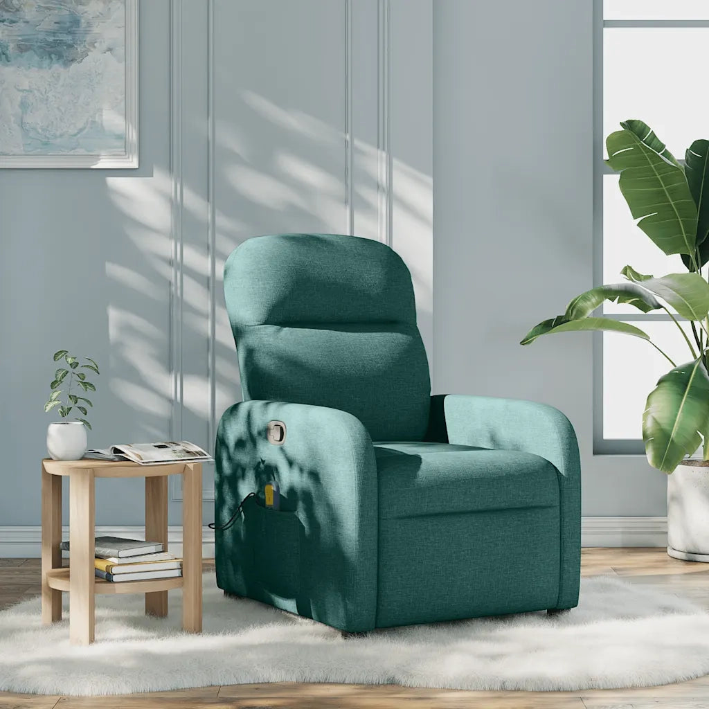 Divano Sedia-Poltrona Massaggiante Reclinabile Verde Scuro in Tessuto 796990
