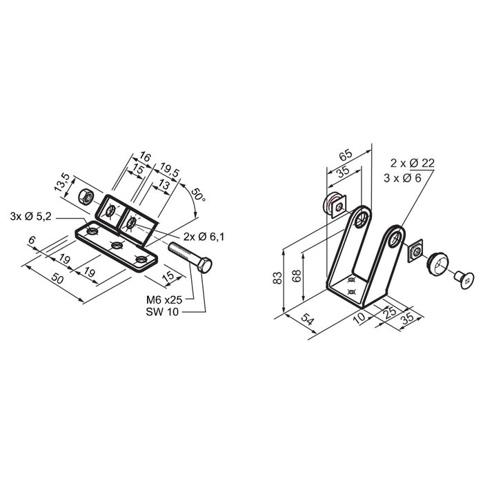 KIT STAFFE DI SUPPORTO ATTUATORE MINGARDI 2713835 STAFFA EURO 1 PER FISSAGGIO