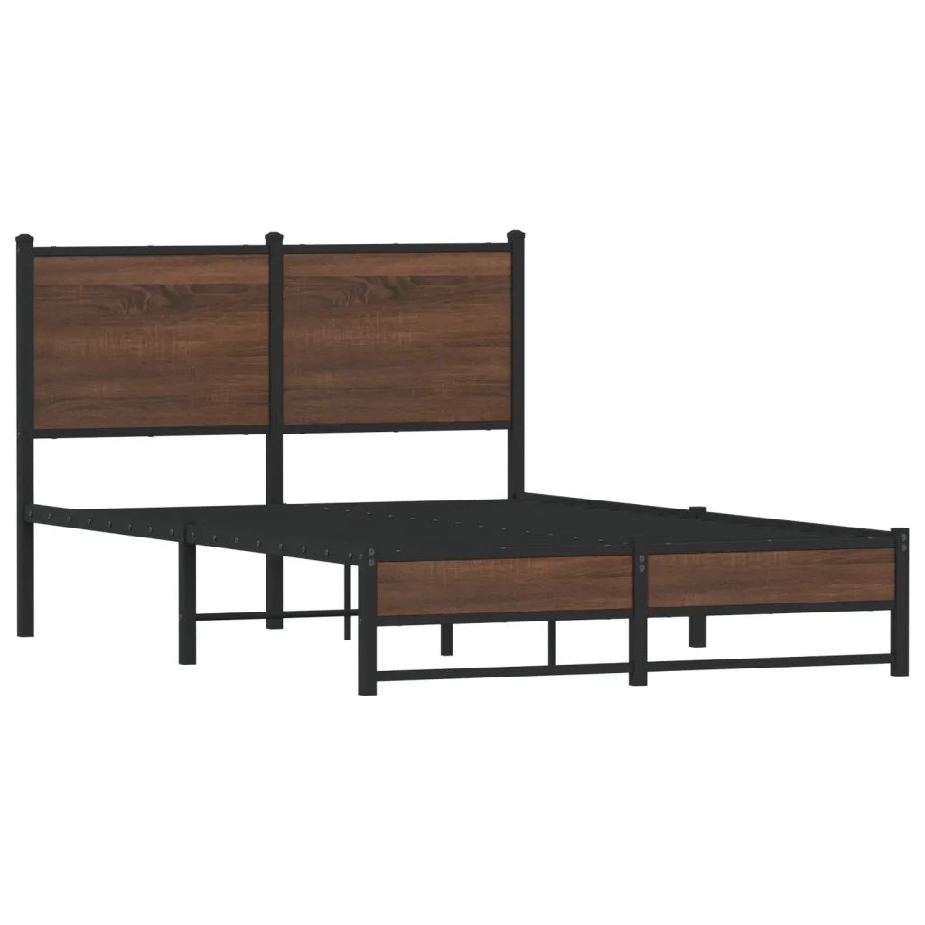 Letto matrimoniale | Letto per adulti | Giroletto senza Materasso in Metallo Rovere Marrone 120x190 cm