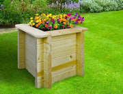 Cassa per orto all'aperto in legno - per giardino balcone terrazza - per fiori erbe verdure - legno di pino/massello 28 mm - 38x38xH35 cm - M610.