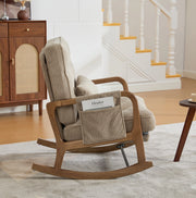 Sedia a dondolo 70x80x92 cm con poggiapiedi; tasca laterale e schienale regolabile in cord khaki