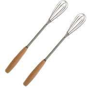 Set di protezione 2 in acciaio inossidabile, mini protezione piccola 20 cm, battitore di palloncini con manico in legno per mescolare, battere, schiumare e mescolare