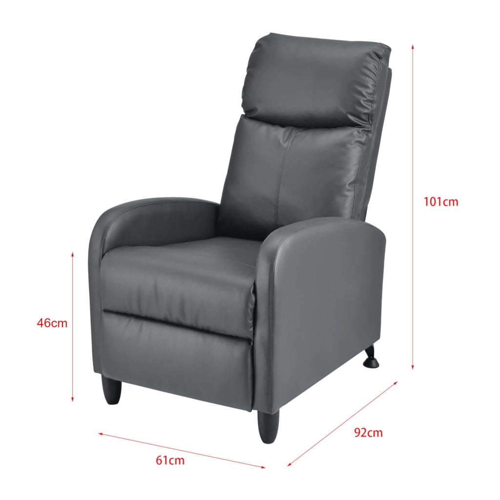 Poltrona relax con schienale reclinabile e poggiapiedi rivestimento grigio 102 cm 03_0005210