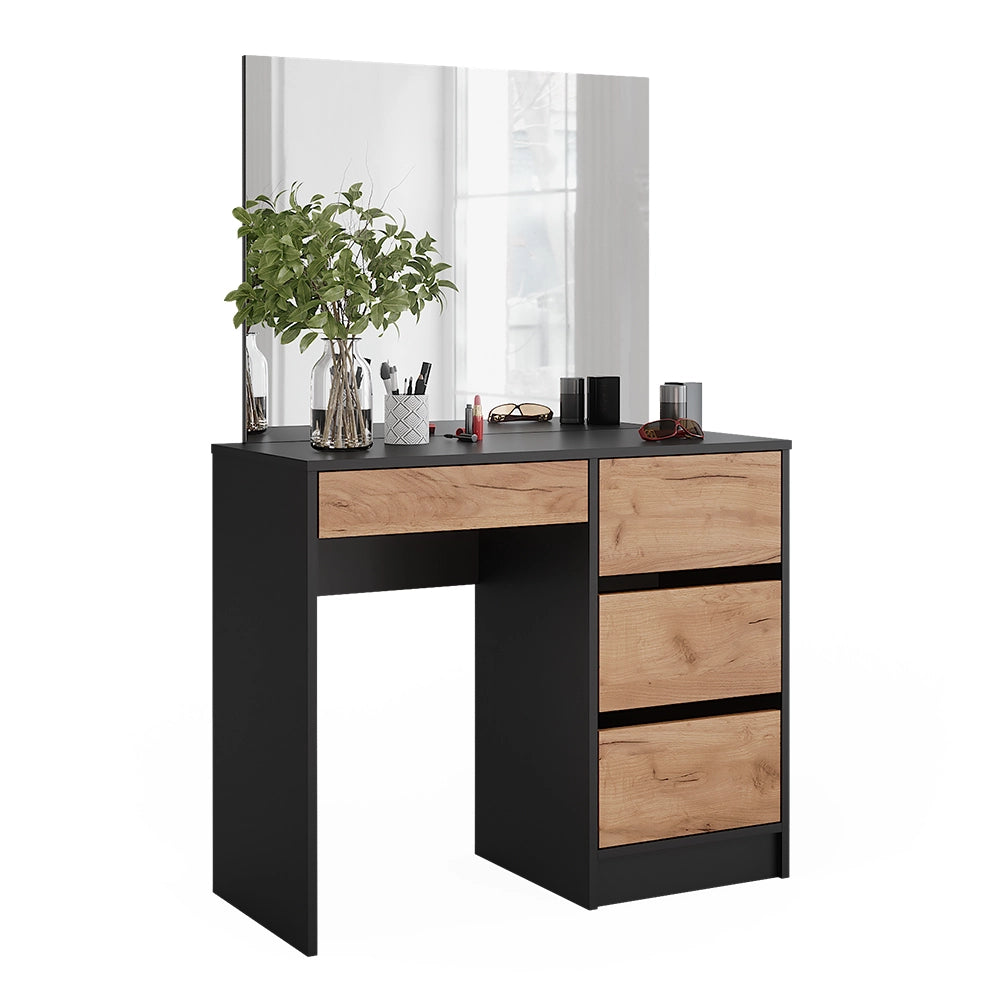 Vicco Tavolo da toilette Antracite/quercia dorata 90 cm con specchio