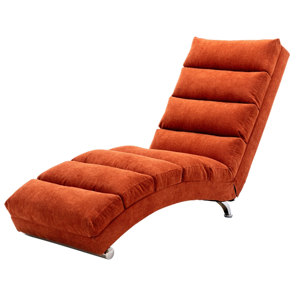 Chaise longue relax con vibrazione; schienale ergonomico 140°; 55x148x84 cm; arancione in lino