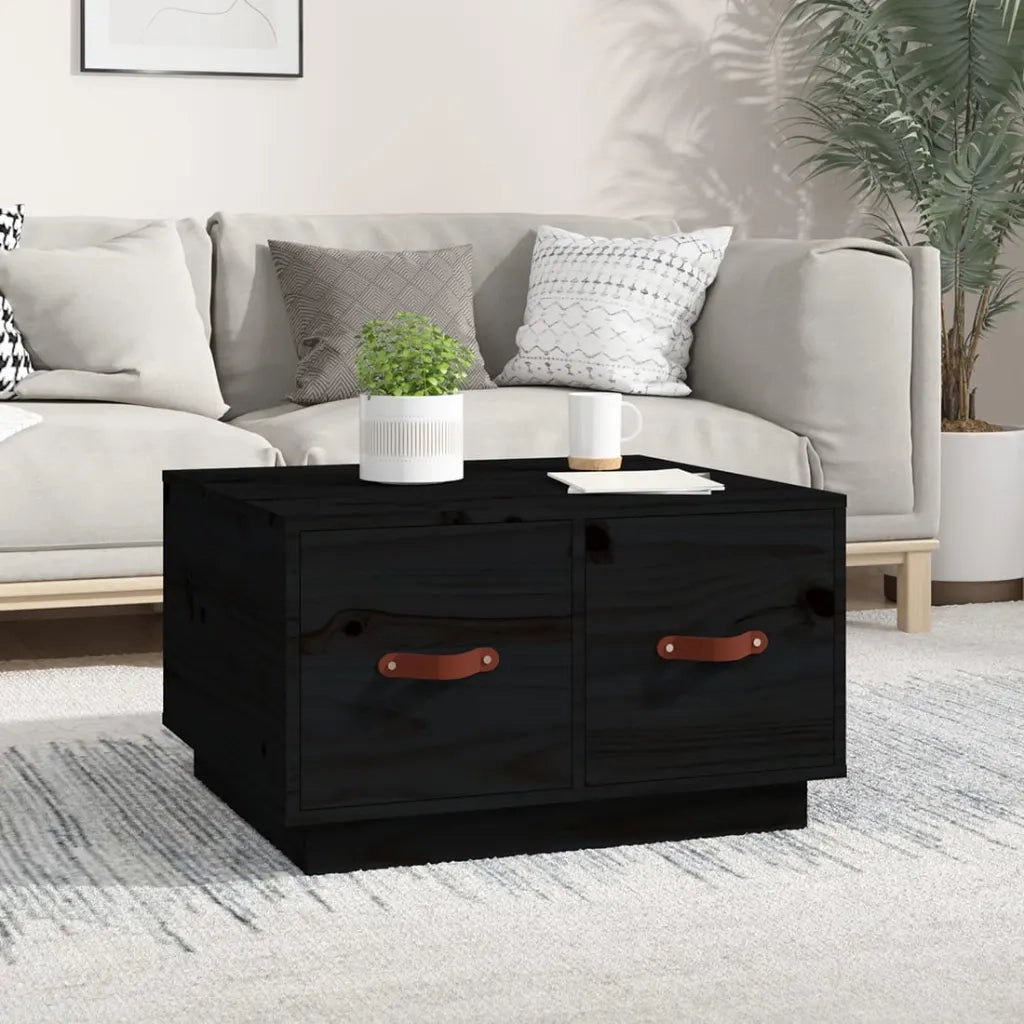 Tavolino da Salotto-Tavolino da soggiorno-Tavolo Nero 60x53x35 cm Legno Massello di Pino