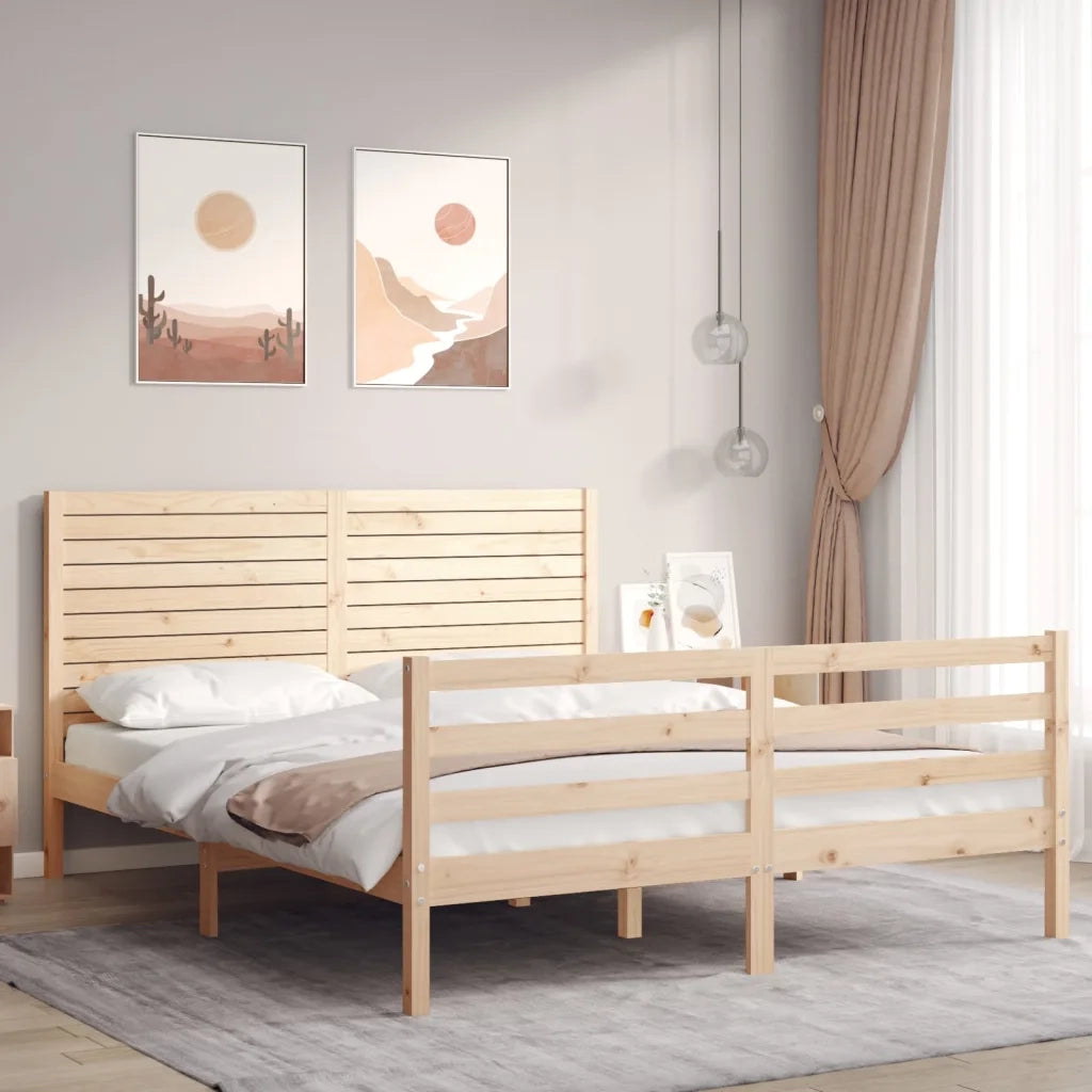 Giroletto con Testiera-Struttura Letto con testiera 160x200 cm in Legno Massello 262220