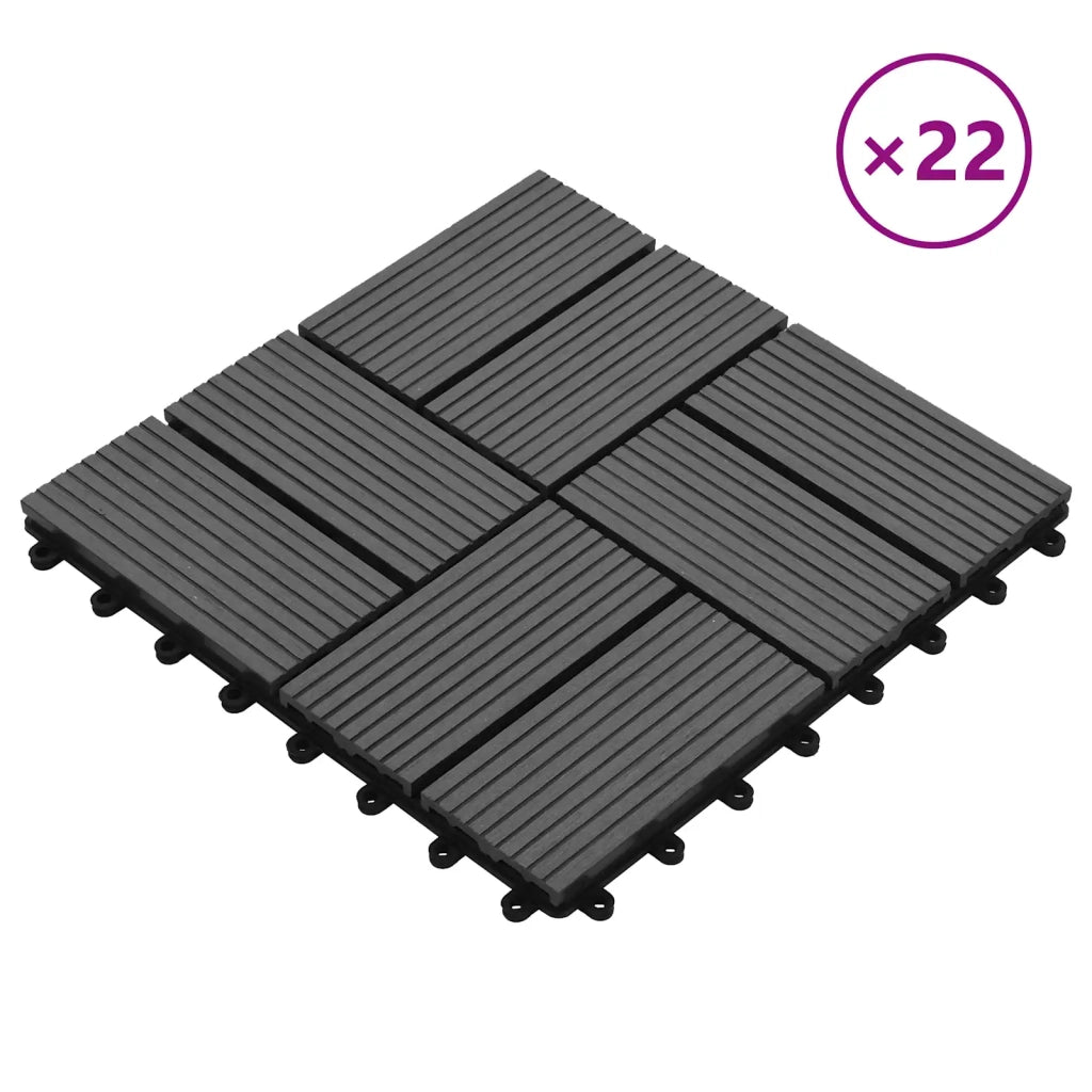 Piastrella per Decking 22 pz Grigio 30 x 30 cm WPC CFW2518806