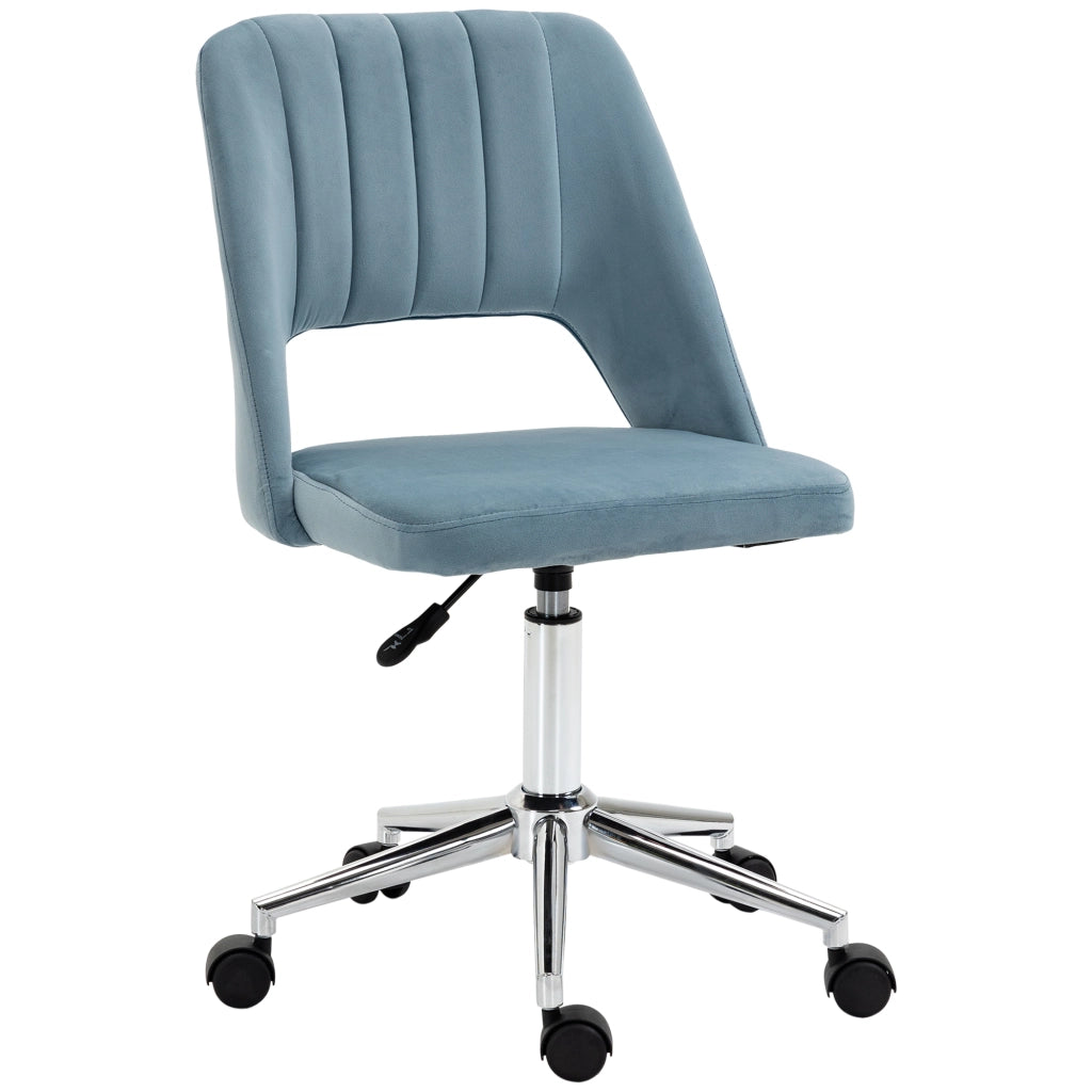 Sedia da ufficio girevole regolabile in altezza con schienale ergonomico e seduta imbottita in poliestere blu