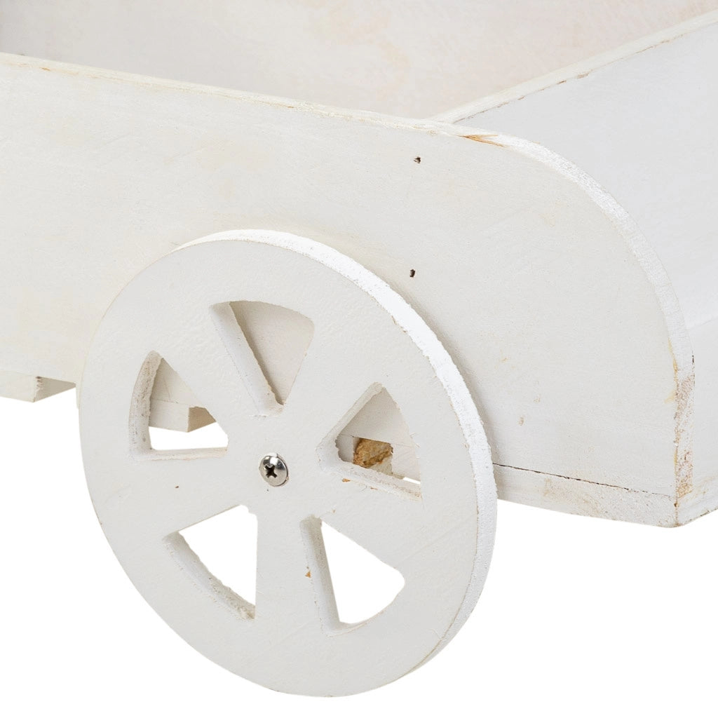 Supporto carrello portafiori in legno bianco 38x31,5x24h