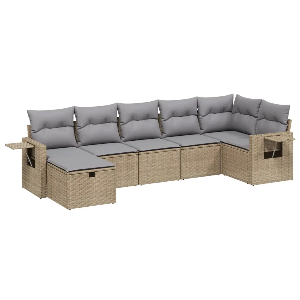 Set Divano da Giardino 7 pz con Cuscini Beige Misto Polyrattan 3263815