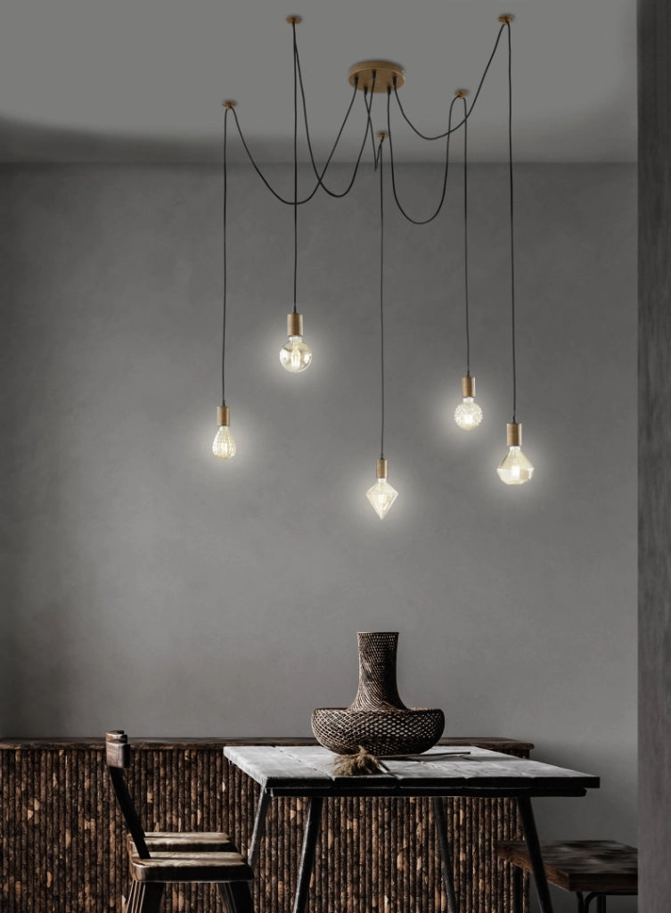 Lampada a sospensione, metallo, rame antico, H max 200 cm, Cord