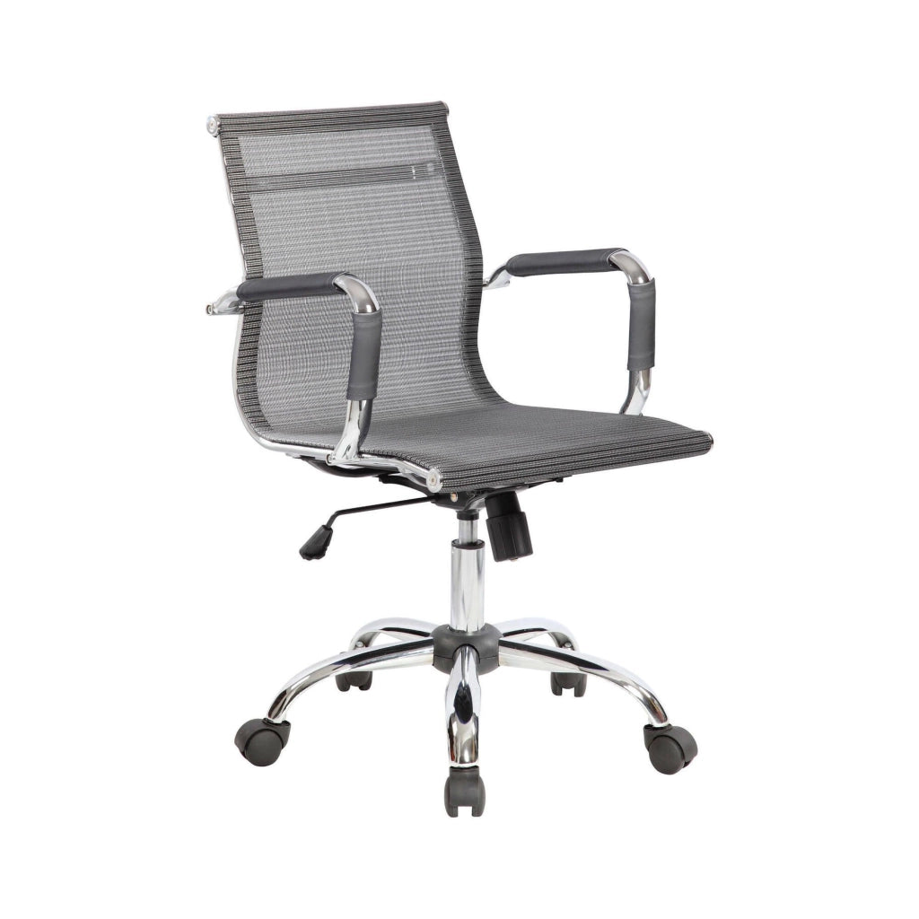 Sedia da ufficio Traversonen\, Poltrona direzionale con braccioli, Sedia ergonomica da ufficio, Grigio, 62x54h92/102 cm