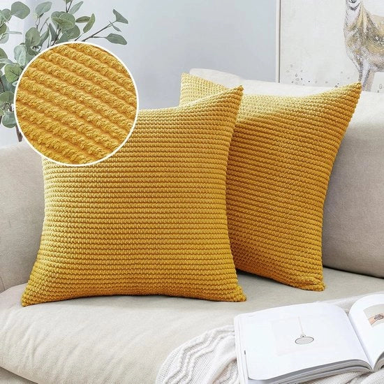 Set di 2 cuscini decorativi quadrati per divano camera da letto soggiorno casa 40 x 40 cm in curcuma
