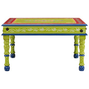 Tavolino Salotto Verde Dipinto a Mano Legno Massello di Mango 353764