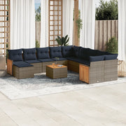 Set Divani da Giardino 12 pz con Cuscini Grigio in Polyrattan 3228259