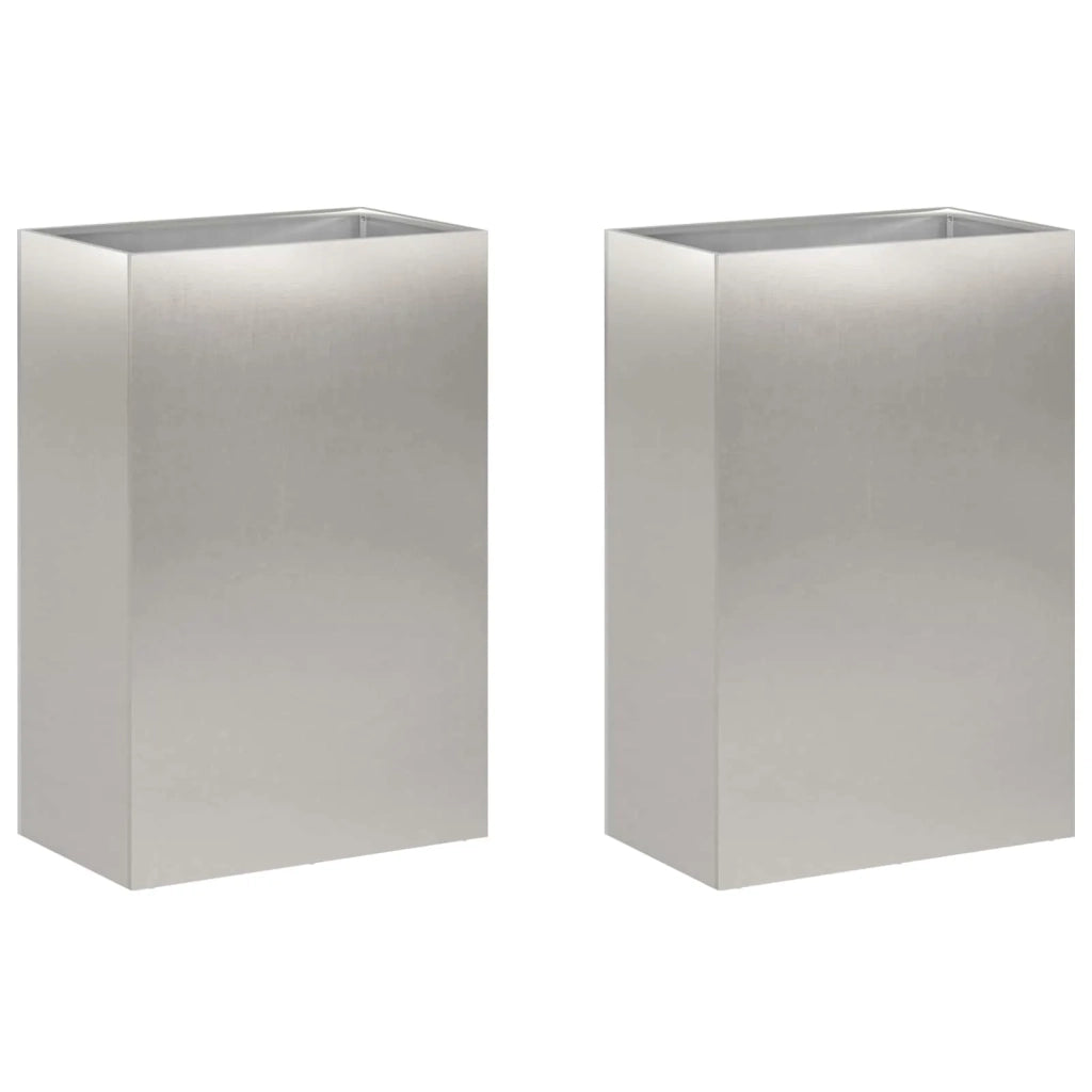 Vaso da giardino 2 pz Argento 50 x 40 x 75 cm Acciaio Inox 8005675