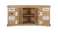 Credenza rustica in legno massello di mindi con 12 cassetti e 2 ante
