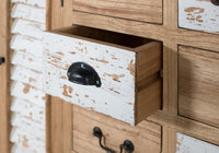 Credenza rustica in legno massello di mindi con 12 cassetti e 2 ante