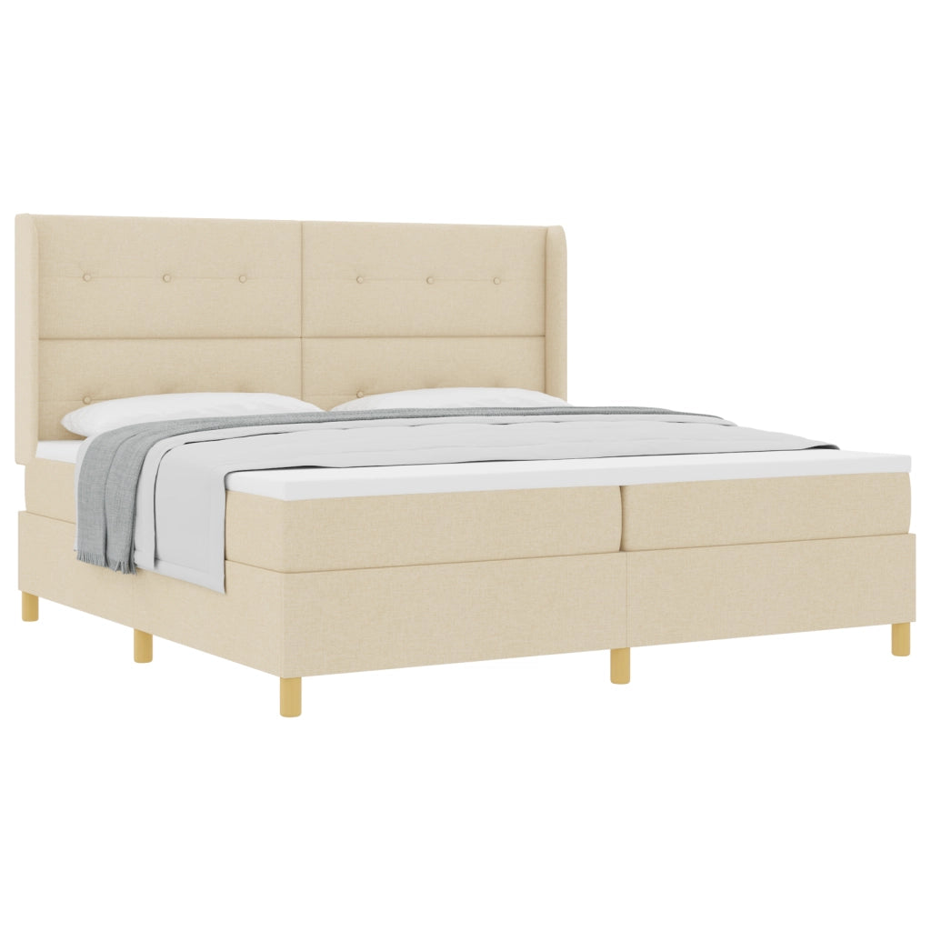 Letto a Box Spring con Materasso Panna 200x200 cm Tessuto