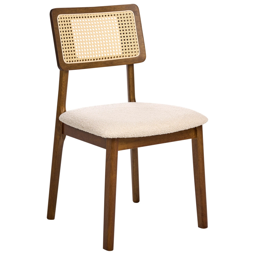 Set di 2 sedie da pranzo Sedute imbottite in poliestere marrone Struttura in legno laccato senza braccioli Stile retrò