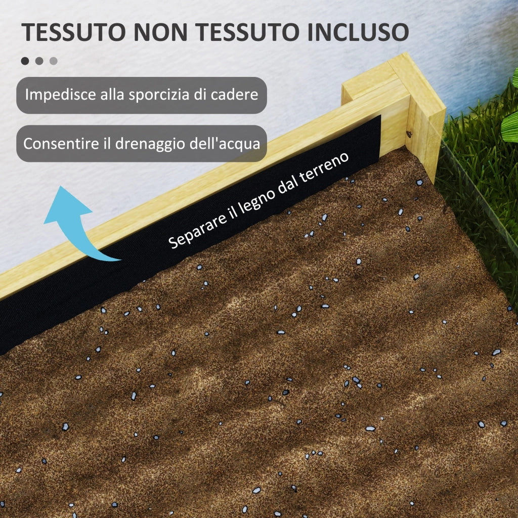 Fioriera Rettangolare 110x50x80 cm da 118L con 2 Fori di Drenaggio e Pareti Trasparenti in Legno di Abete