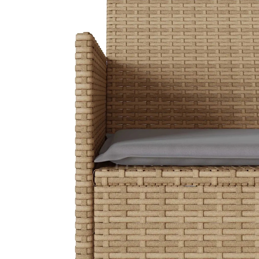 vidaXL Divano Giardino 2 Posti con Tavolo e Cuscini Beige Polyrattan