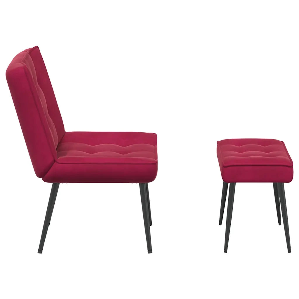 Divano Sedia-Poltrona Relax con Poggiapiedi Rosso Vino in Velluto 354361