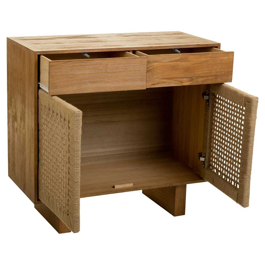 Mobile da ingresso in legno e corda intrecciata marrone 80x36x75h