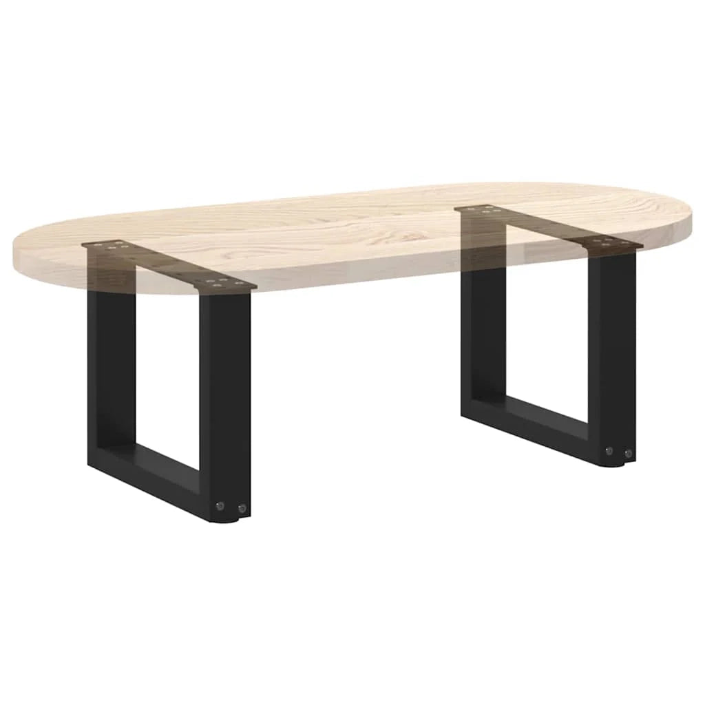 Set di 2 gambe per tavolino a forma di U 30 x 30 cm struttura robusta con piedini regolabili design moderno in acciaio nero 02_0057368